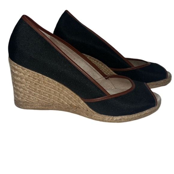 G.H. Bass & Co Blue Espadrilles Wedge Peep Toe Heels Shoes Women SZ 11 M - Picture 1 of 3